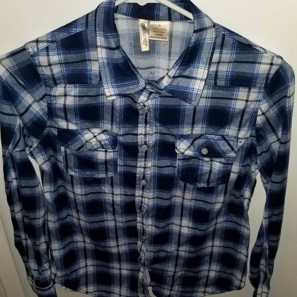 Blue and White Plaid button down
